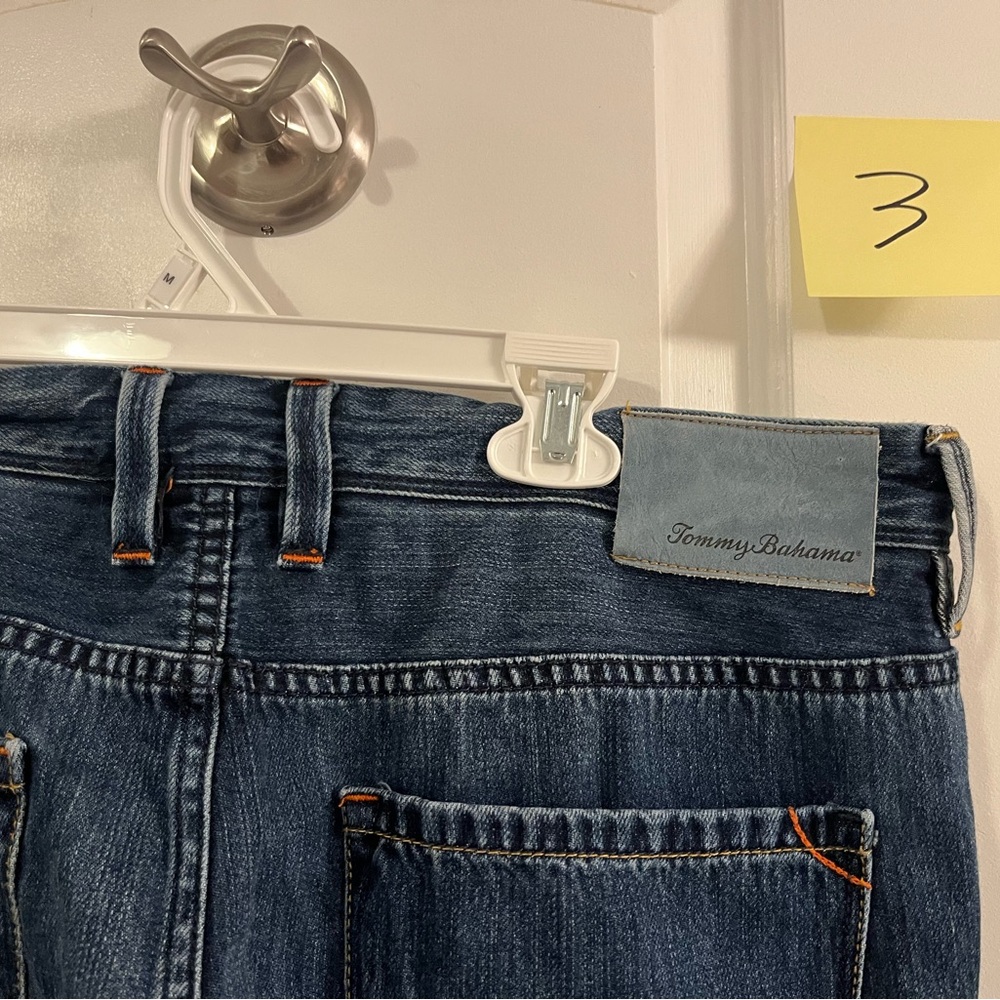Tommy Bahama Blue Jeans with Orange Accents 34X30